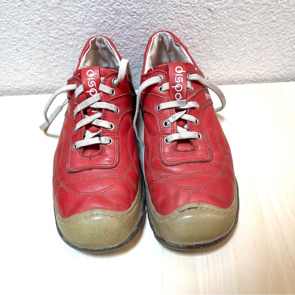 Dispon Brand- Red Leather Women's Sneakers Lace Up Shoes - Taiwanese- Rare EUC - Picture 3 of 13